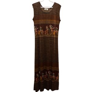 MASA Fashion Maxi Sleeveless Ejyptian Style Print Dress